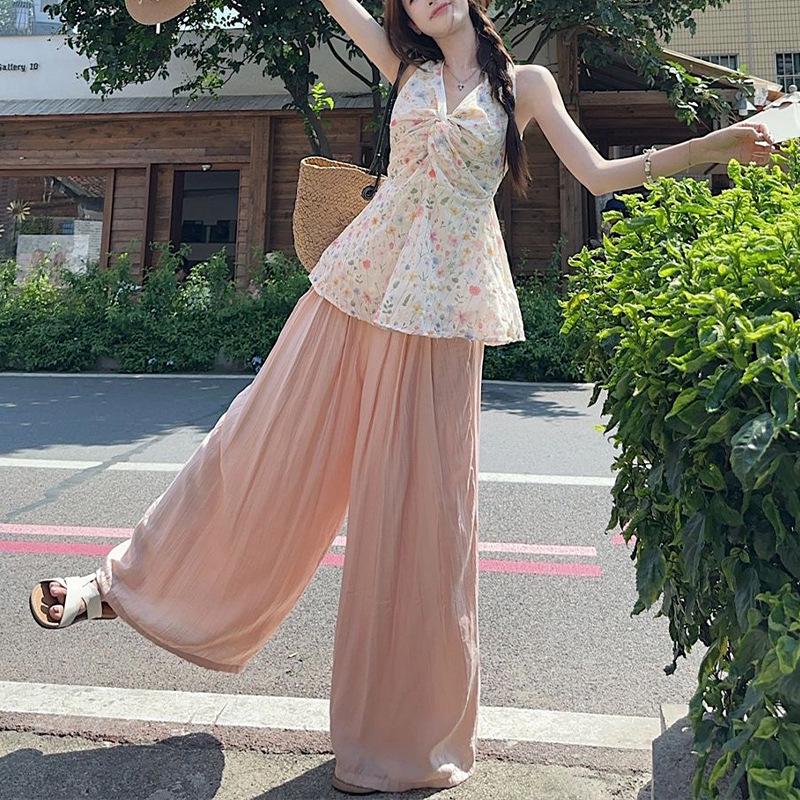 Sweet Spicy Girl Floral Knot Sleeveless Camisole - Women's Summer 2026 Backless Versatile Top