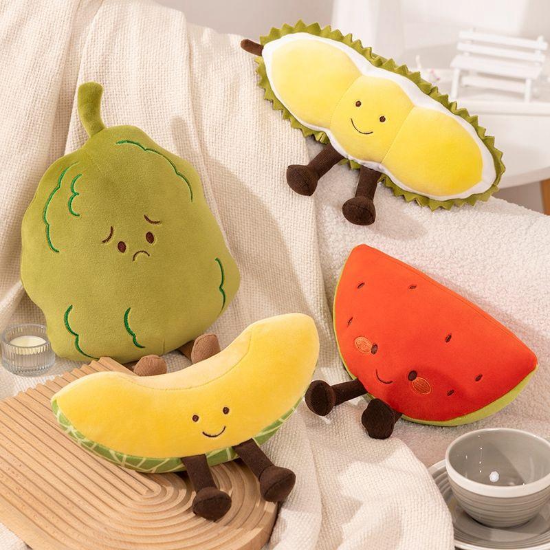 Cute Fruit Plush Toy Durian Watermelon Small Kawaii Super Soft Plant Doll as a Birthday and Christmas Gift for Children