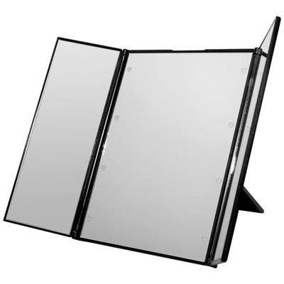 GoodsLand LED Tischspiegel faltbar groß niedlich Standspiegel Make-up aufhellend [Mit herzförmigem Licht] dreiseitig GD-LED-3MR-BK