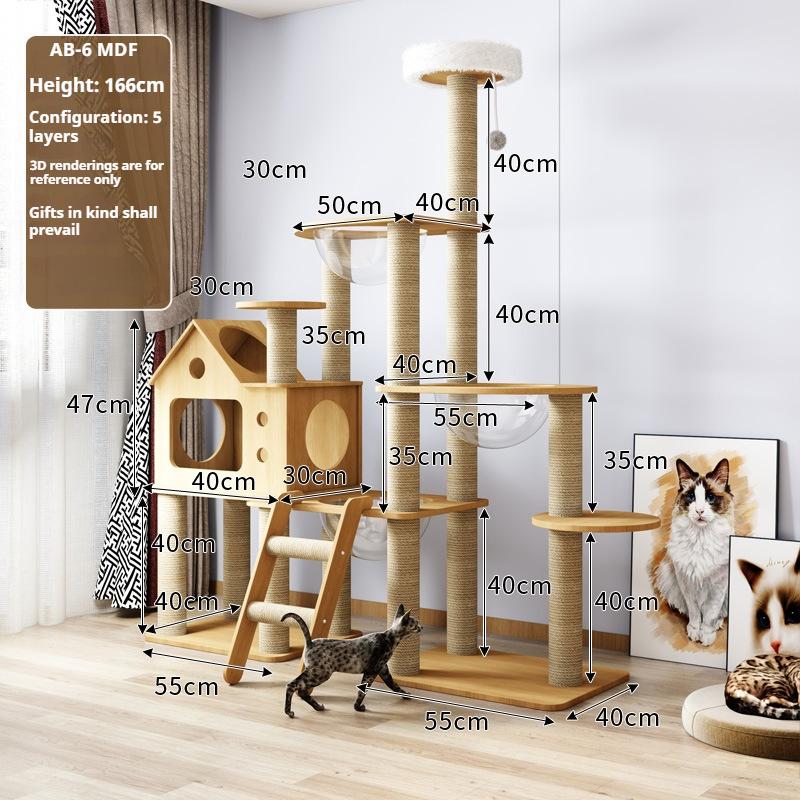 Multi-Level Cat Climbing Frame For Indoor With Scratching Posts Scratching Boards Perches Caves Large Cat Tree Tall Cats Tower