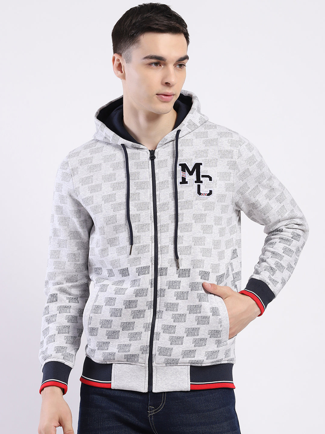Monte Carlo Men Regular Fit Grey Sweatshirt XXL