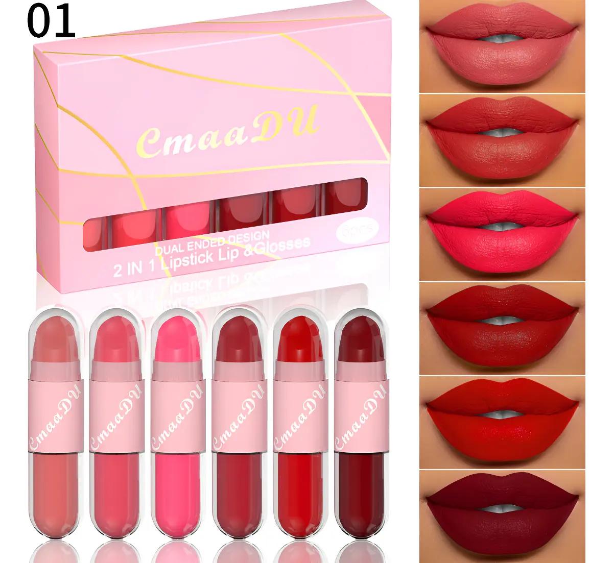 Cmaadu 6pcs Lipstick, Gloss and Facial Color Set
