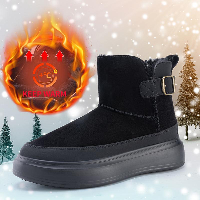 Women's Large Size Thick Sole Soft Sole Winter Warm Fur One Snow Boots Padded Lined Ankle Boots Anti-slip Hiking Sports Cotton Boots