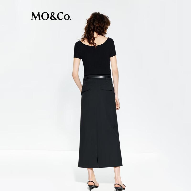MO&Co. Women's Short Sleeve Faux Two-Piece Long Dress