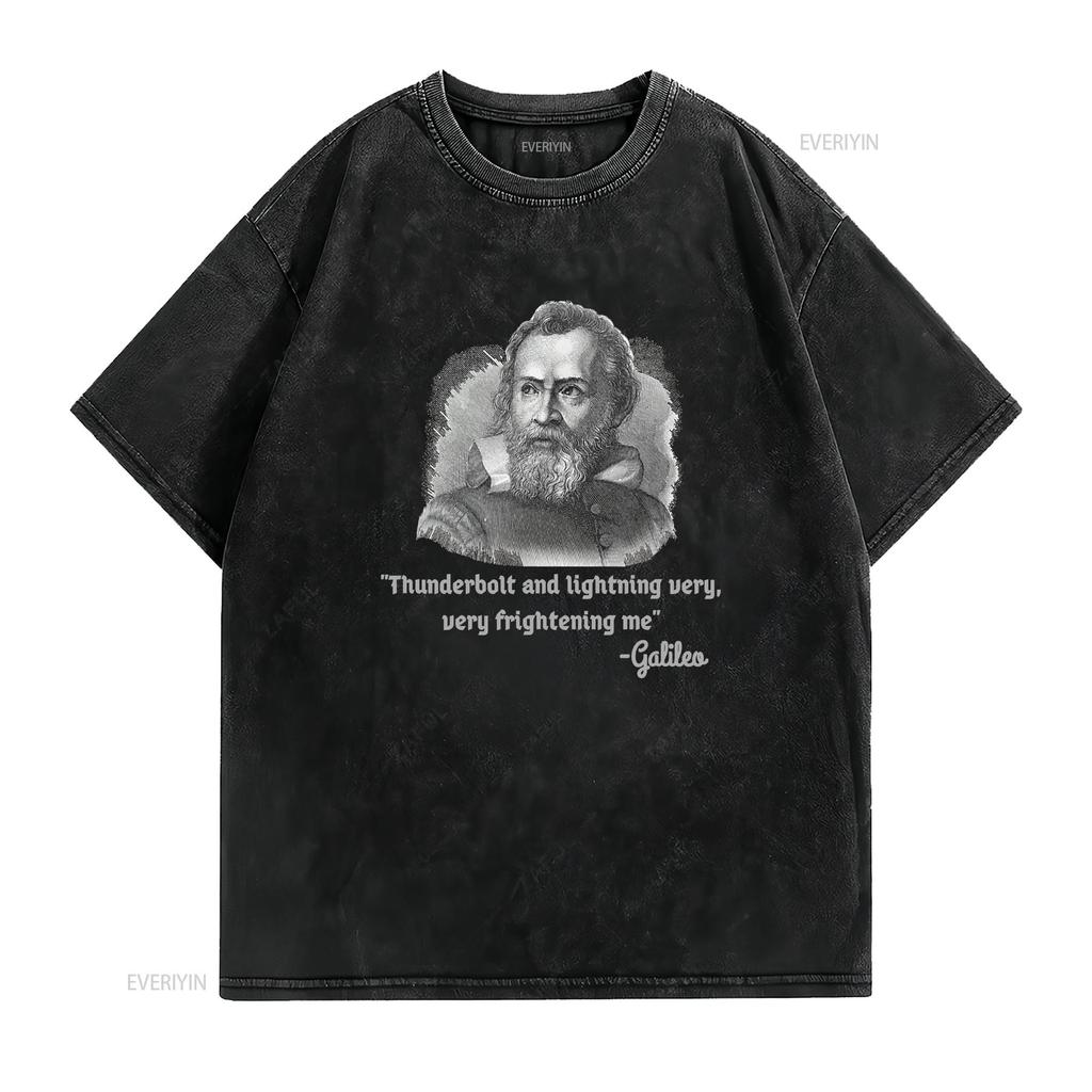 Thunderbolt lightning Galileo Meme Science Astronomy T shirt vintage Washed Soft Top For Everyday Wear Stylish Versatile