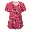 Clinical Uniform Woman Elegant Heart Print Health Care Scrub Uniform Trends V-Neck Short Sleeve Dental Nursing Uniform for Women
