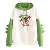 Women's Christmas Printed Contrasting Dinosaur Loose Casual Hoodie