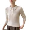 Women's Elegant Cashmere Polo Neck Sweater - Warm, Wide Ribbed Knit Base Layer for Autumn/Winter