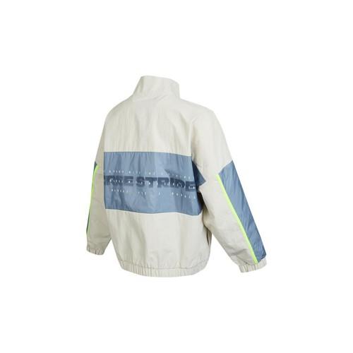 adidas Colorblock Striped Retro Sports Stand Collar Jacket for Women, Beige