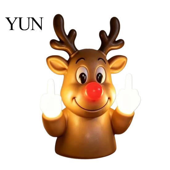 Einzigartige Büro Schreibtisch Zubehör Weihnachten Mittelfinger Lampe, Frecher Weihnachtsmann Rentier Gebende Lampe mit LED Lustige Geist Liebhaber Geschenke Warmes Leuchten, Wand