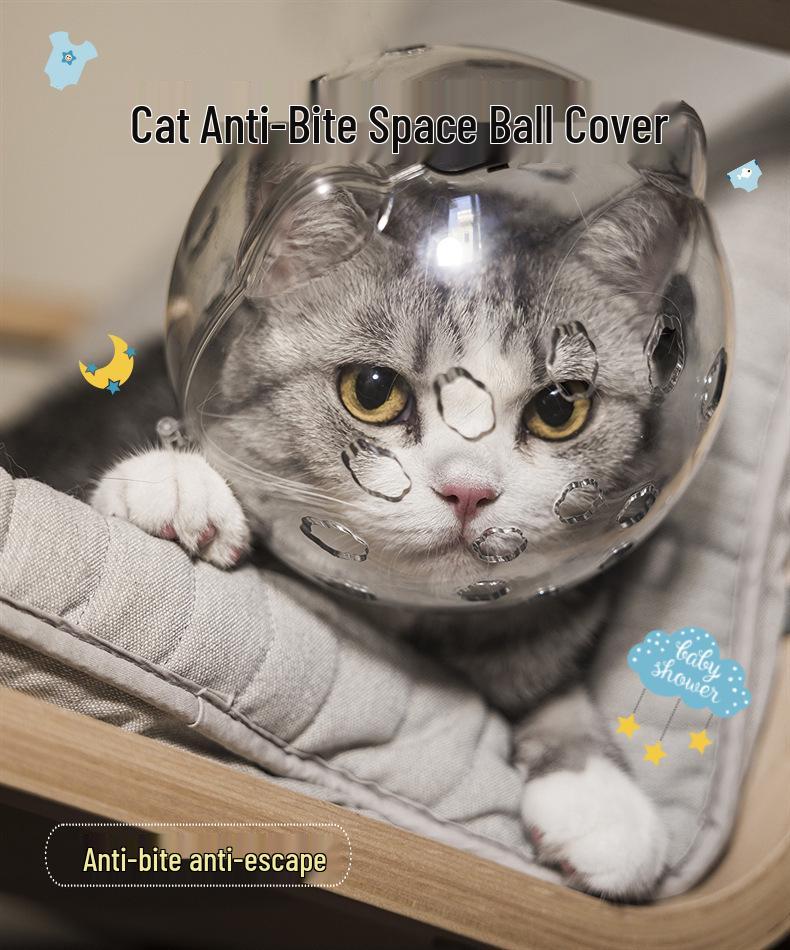 Pet Cat Transparent Space Helmet - Breathable Anti-Scratch Bite-Resistant Design with Cat Ears