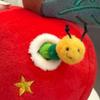 Fluffy Cute Red Round Fruit Plush Pendant Removable Caterpillar School Bag Decor for Kids Holiday Reward Gift
