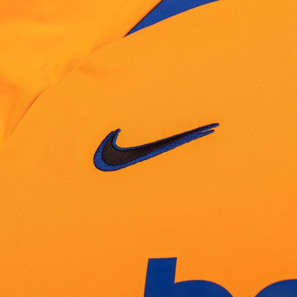 Nike Barcelona Football Training Long Sleeve T-Shirt With Zippered Logo Print Men Tops Orange DH7682-837