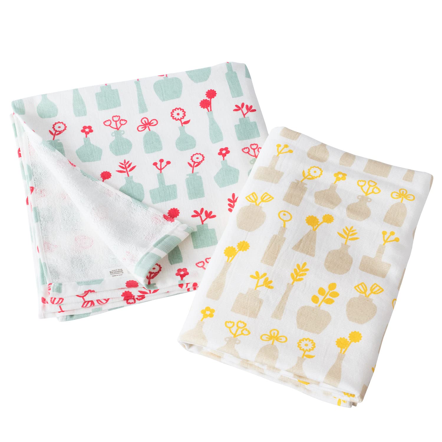 

Bloom Gauze Touch Bath Set of 2 in Different Made in Senshu Cotton Vase Towels, Colors, Japan, Absorbent, Quick-Drying, Cute, Towel, 100% (Flower