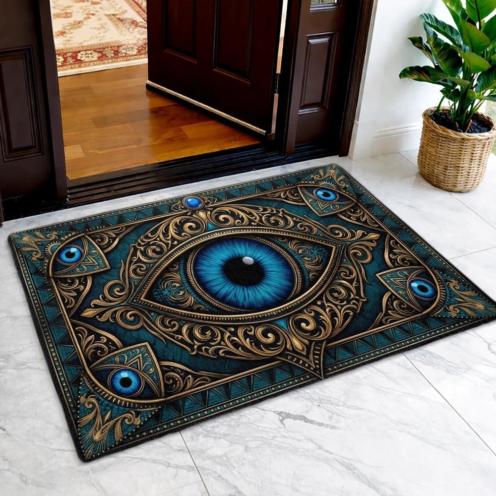 1pc Mystical All-Seeing Eye Rug, Non-Slip Rubber Backing Carpet with All-Eye, Machine Washable Mat Suitable for Living Room