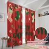 2pcs,2D plane printing Popular Curtains Stockings_ Snowflakes & Poinsettias Durable Polyester (without rod) Decorations Inside