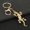 Keychain Pendant Sparkling Rhinestones Gecko Shape Zinc Alloy Key Holder with Electroplated Lobster Clasp Backpack Accessory