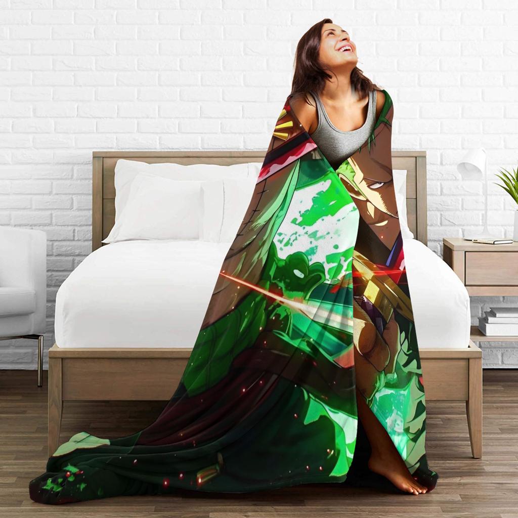 One Roronoa Zoro P-Pieces Blanket  Decorative Flannel Throw Blanket For Couch Bed Super Soft Custom Quality Bedspread Gift