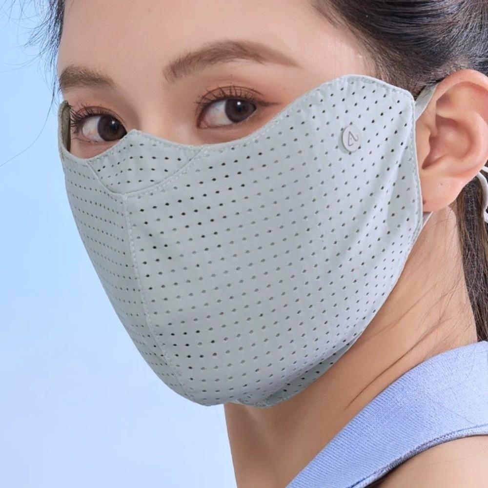

New Breathable Ice Silk Mask Anti-UV Washable Sunscreen Mask Mesh Dustproof Face Cover Scarf Unisex сірий