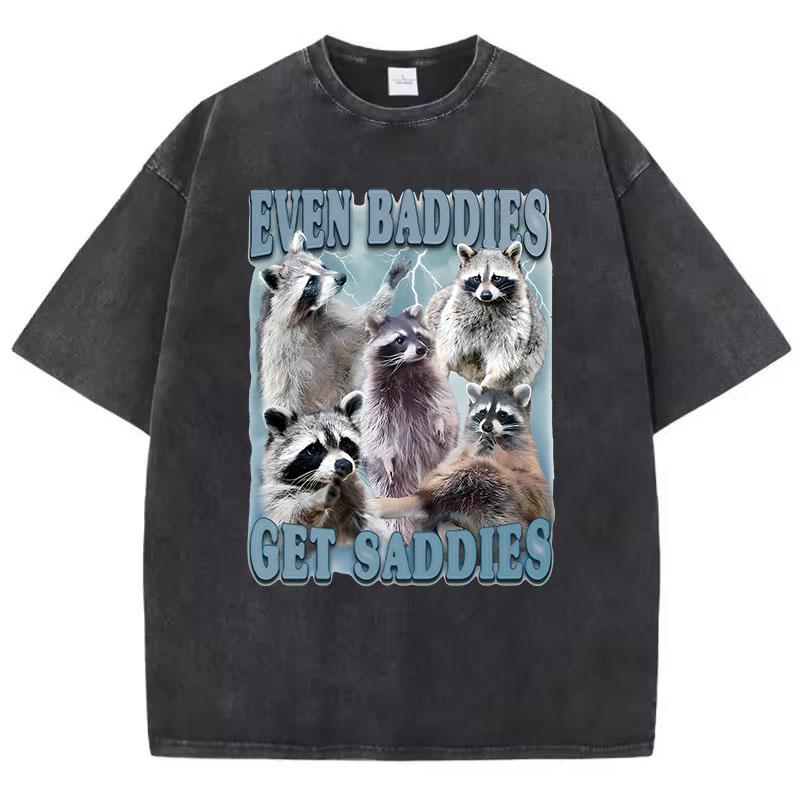 

Hip Hop T Shirt Vintage Washed Cotton T-Shirt Bear Animals Graphic Tee Casual Streetwear for Spring Summer Fall 2XL