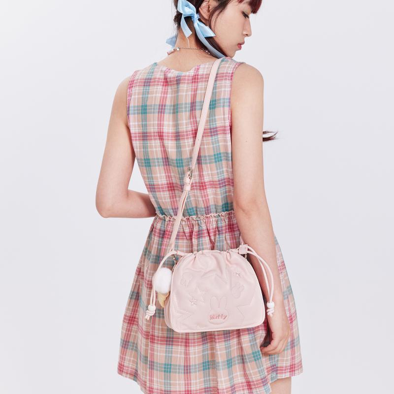 New Miffy Synthetic Leather Shoulder Bag, Bucket Bag, Chain Bag, Crossbody Bag Regular Women's White/Pink MF2444-01