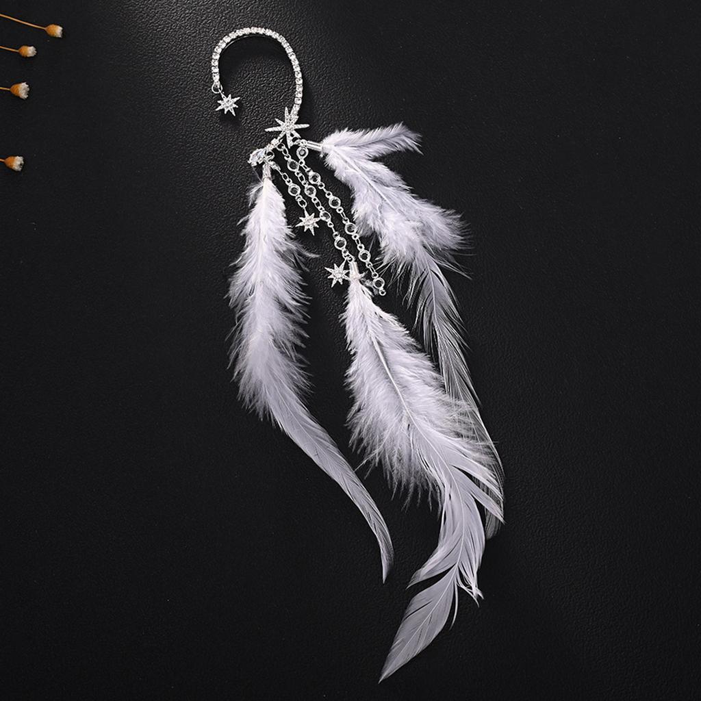 Lightweight Feather Tassels Drop Earrings Handmade Jewelry Gift For Women Girls Fashionable Ear Cuff Accessories