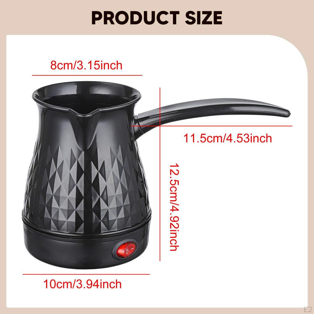 Electric Turkish Coffee Pot Warmer Anti Scald Dry Boil Protection Fast Brew with Handle Water