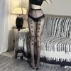 Black Bow Fishnet Lace Stockings for Nightclub and Disco