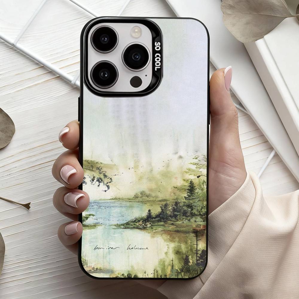 

Atmospheric Band B-Bon I-Iver Phone Case For iPhone17,16,15,14,13,12,11 Plus,Pro Max Black Candy Silver Plated Cover iPhone13