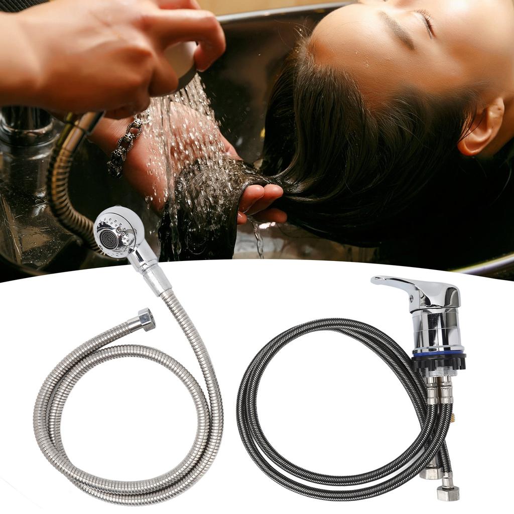 Kit spruzzatore per shampoo pressurizzato con rubinetto per lavabo, tubo da 70 cm, tubo flessibile morbido da 120 cm, per salone di parrucchiere