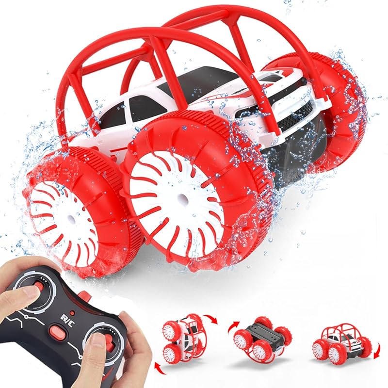 Direct Charge Remote Control Car, Amphibious Rc Cars 360° Flip Stunt Car with Cool LED 2.4Ghz 4WD Offroad Terrain RC Race Cars Toy Christmas