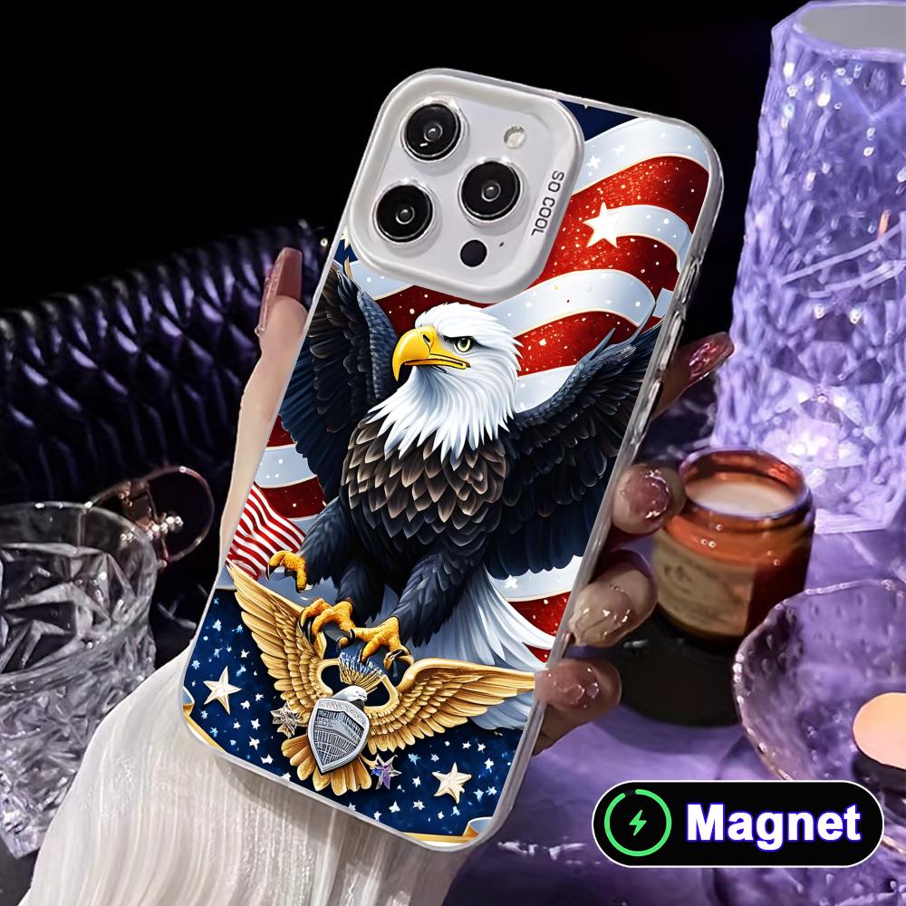 USA America Flag White Translucent MagSafe Mobile Phone Case for iPhone 17 16 15 14 13 12 11 X XR XS Air Pro Max Plus Cover