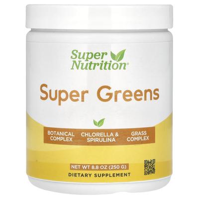 Super Greens se spirulinou, chlorellou, chaluhou, jablečným pektinem, 250G (8,8 oz)