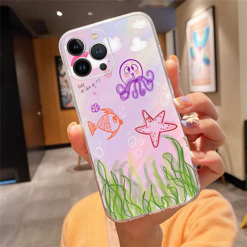 Sea Creatures Jellyfish Phone Case For Iphone 15 14 Pro Max 13 12 11 Pro Max XSMax XR 12 13 Mini 14 Plus