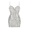 Europäisch-amerikanisches Pailletten-V-Ausschnitt Party-Minikleid - Sexy, Slim Fit, Kurze Länge, Eleganter Stil