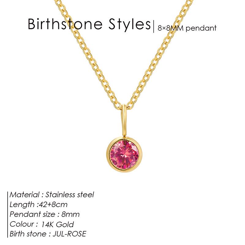 European & American Luxury Colorful Rhinestone Pendant Necklace - December Birthstone Stainless Steel Jewelry