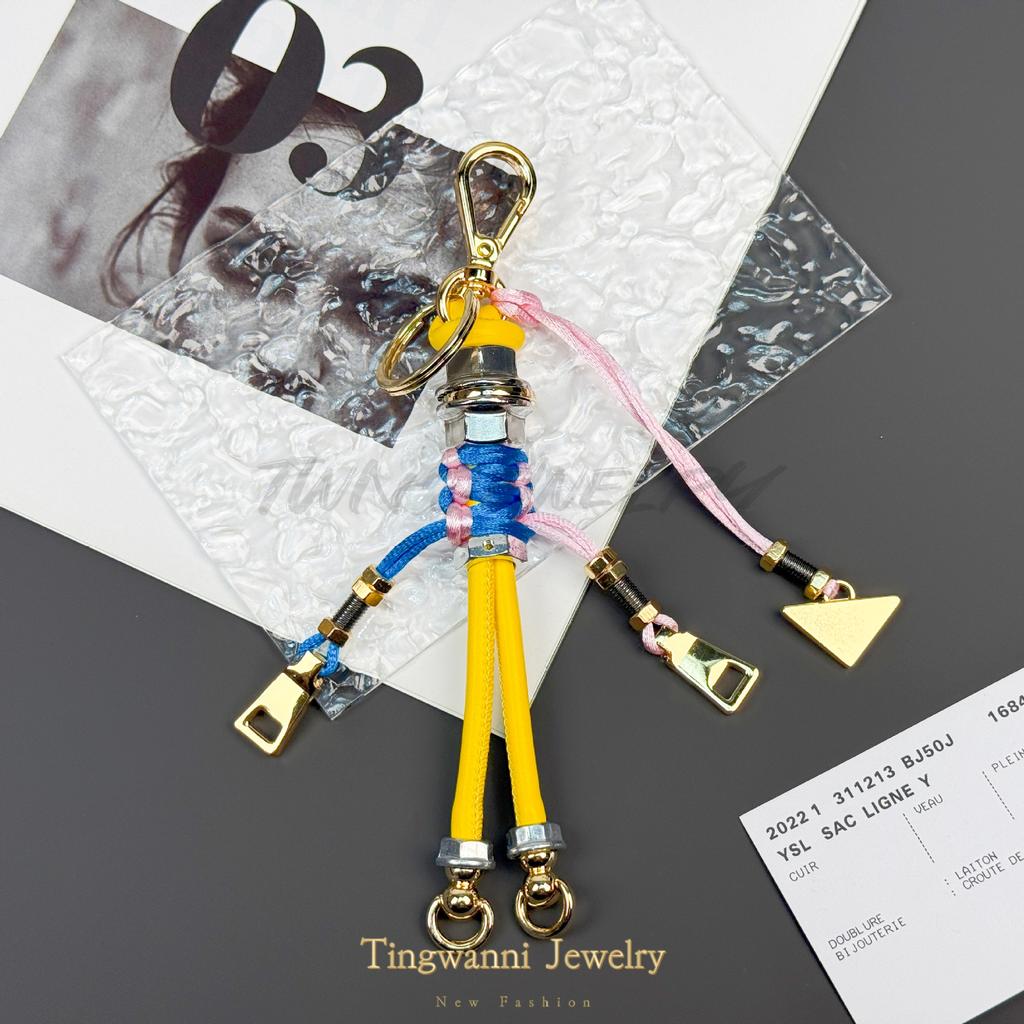 Robot Pendant New Metal Rope Woven Lanyard Men's and Women's Bag Pendant Trendy Keychain Creative Car Pendant