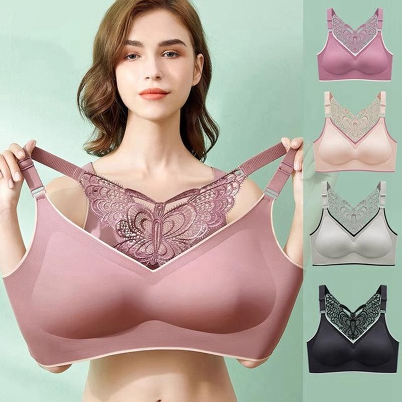 Women Back Butterfly Design Gathered Bra Adjustable Strap Sports Yoga Bra with Chest Pad