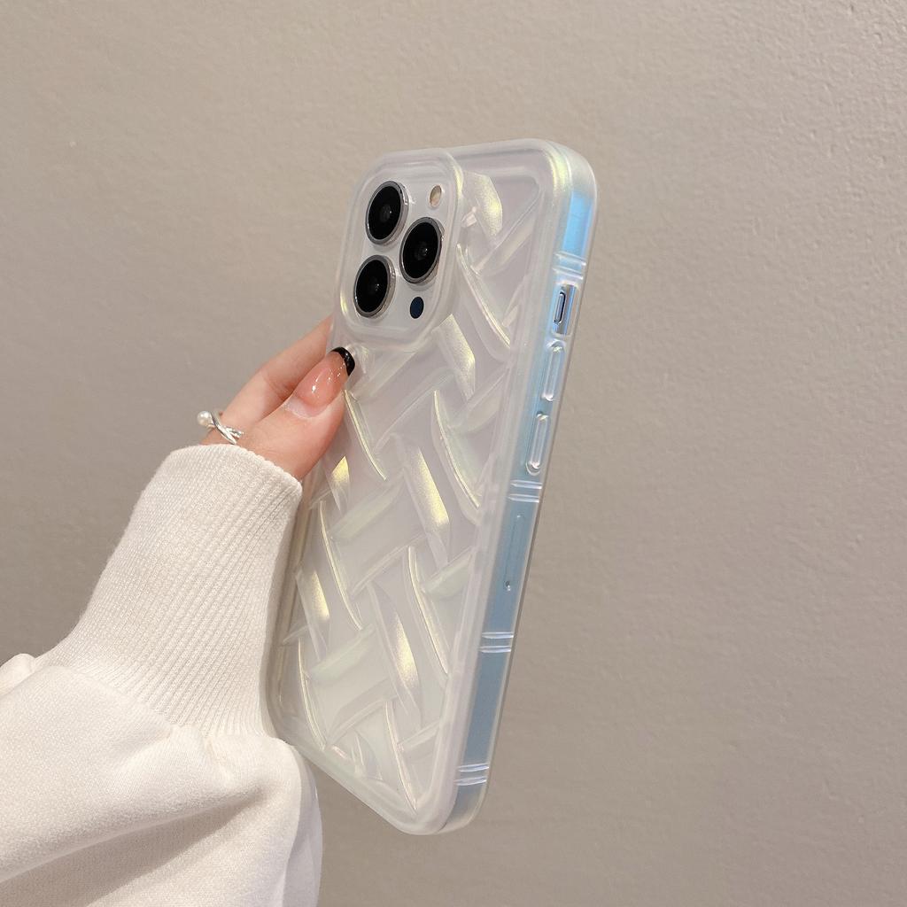 Niche Knitted Pattern Suitable for Apple 14 New Mobile Phone Case Electroplated IPhone13proMax Anti Fall Protection Case 12