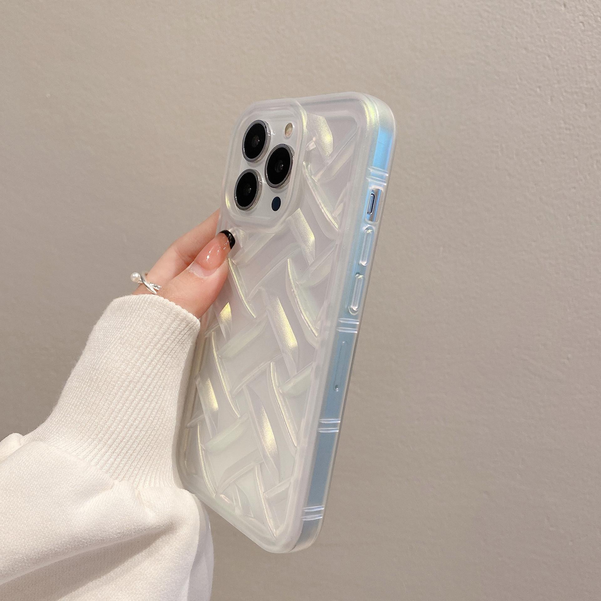 

Niche Knitted Pattern Suitable for Apple 14 New Mobile Phone Case Electroplated IPhone13proMax Anti Fall Protection Case 12 iPhone14