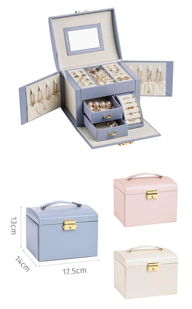 Accessory Case Jewelry Box with Dividers and Large Convenient for Carrying Compact Storage Pouch Large Mirror, Capacity, Portable, Earrings,