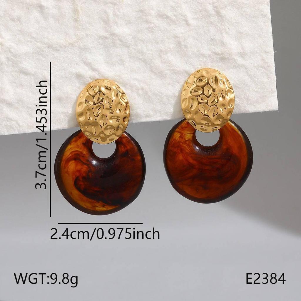 Gold C-Shaped Round Hoop Earrings with Bright Surface, French Light Luxury, High-End Stainless Steel