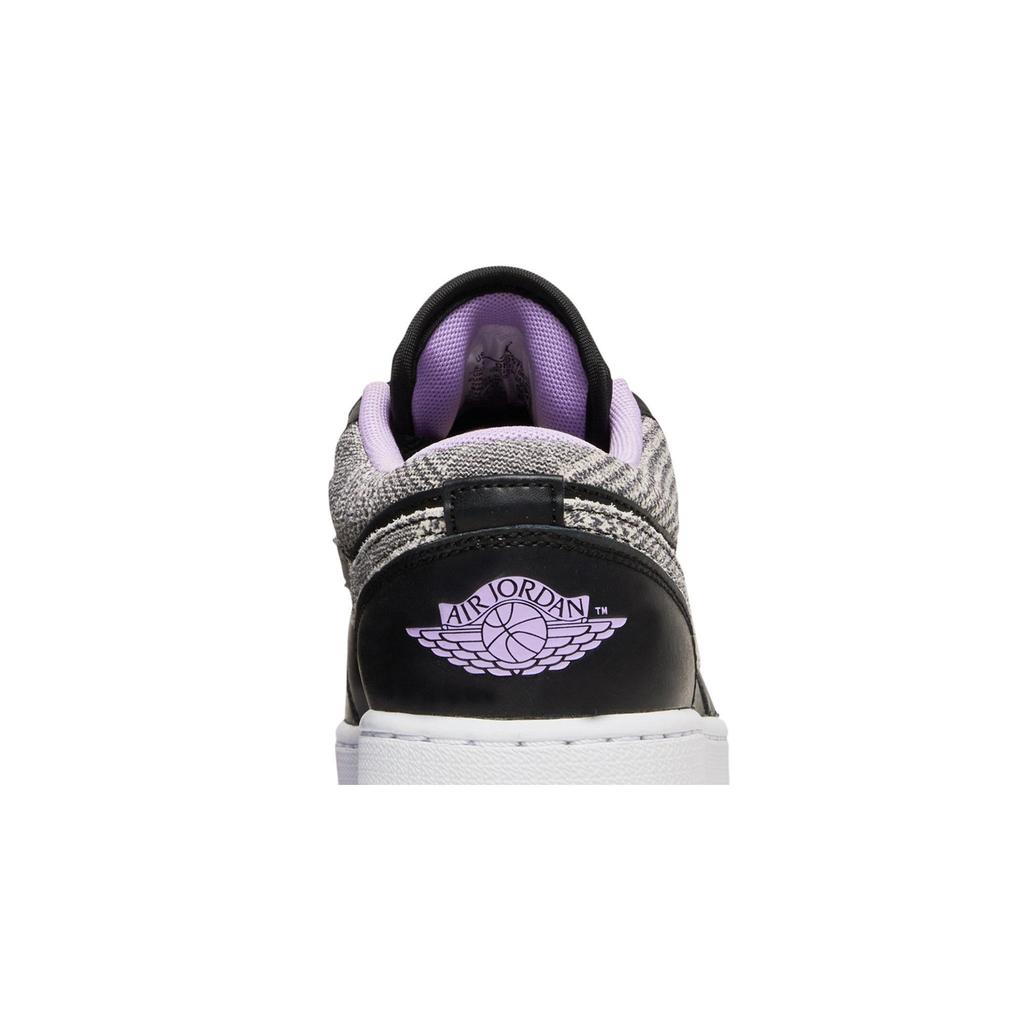 Air Jordan 1 Low SE Grade School 'Houndstooth' (Unisex) Black / Lilac / Metallic Silver / White Kids' Basketball Shoes DH0570 015