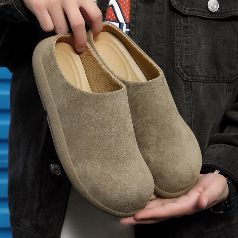 

Small potato men s models have a pedal bag head and half slippers, loafers, commuting retro big head shoes. 38 хаки