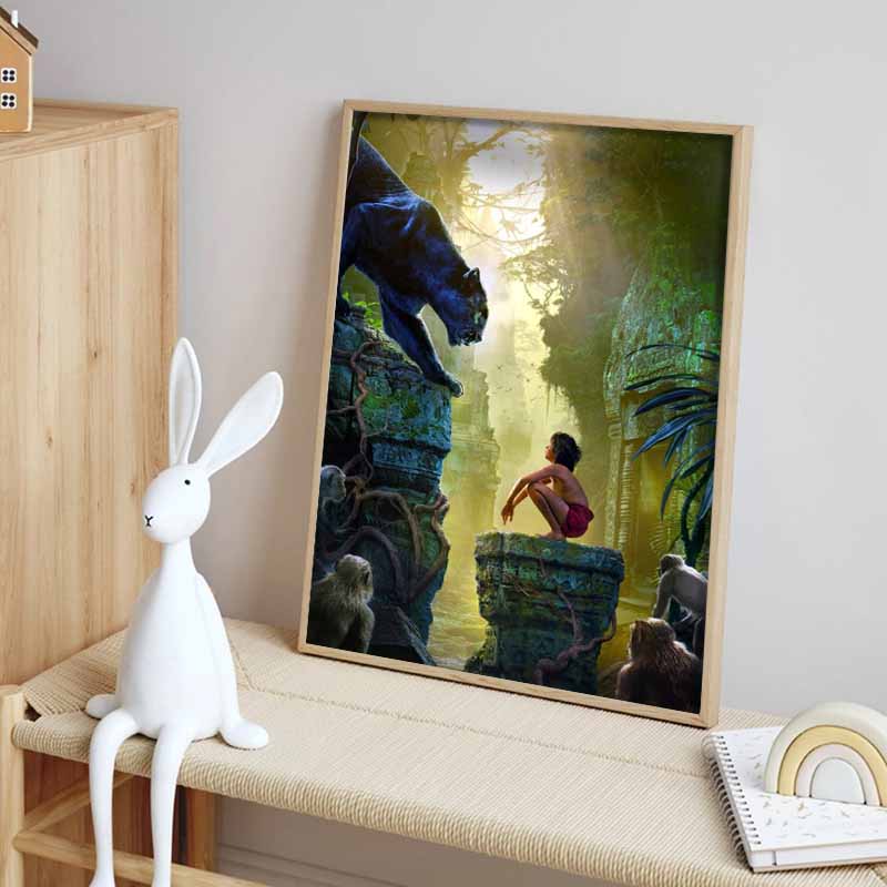 Disney 5D DIY Diamantmalerei Klassische Szenen Illustrationen Aus dem Dschungelbuch Cartoon Vollständiges Diamantmosaik Kunst Wanddekorations-Set