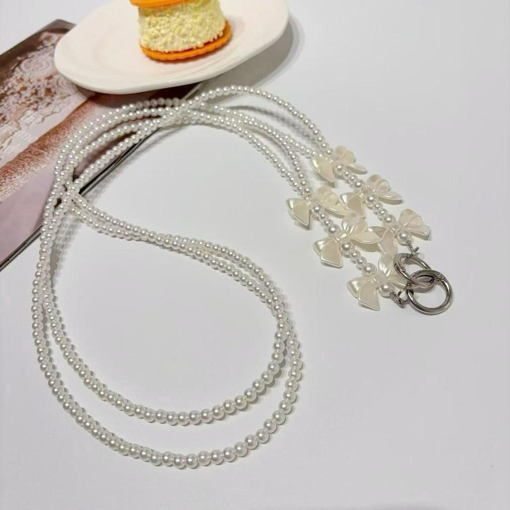Oblique Span Chain Beaded Shoulder Chain Mobile Phone Lanyard Pearl Pendant Mobile Phone Universal