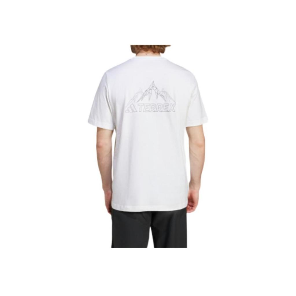 Adidas Graphic T-Shirt Printed Sports Short Sleeve Round Neck Men Tops White IZ0465