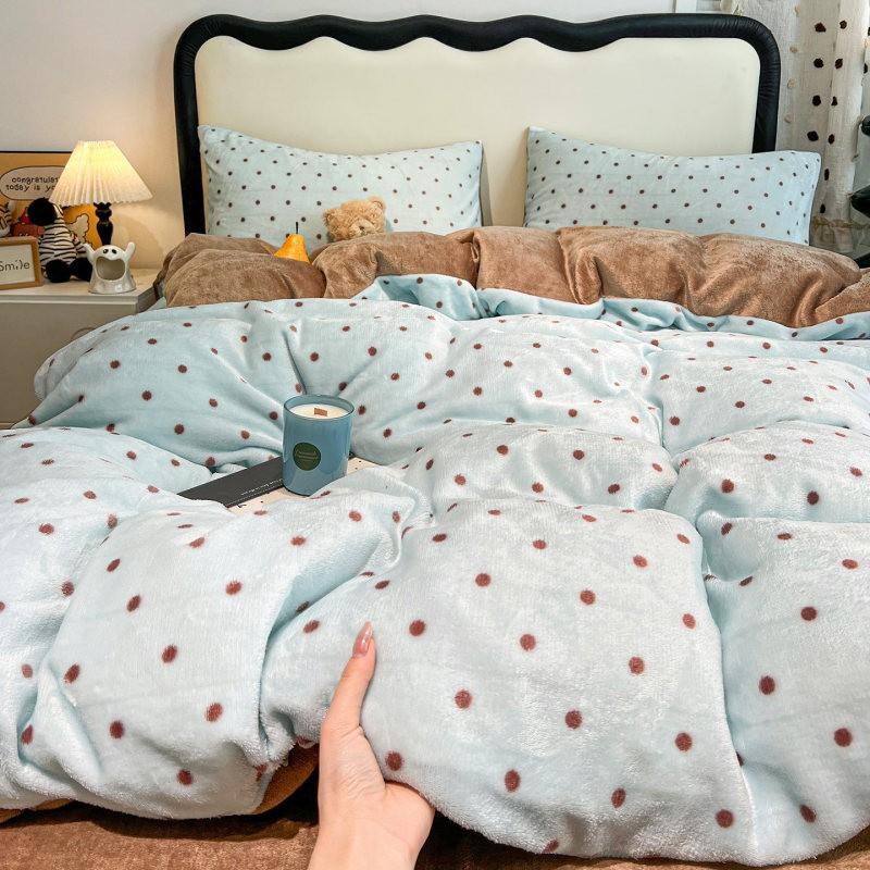 Winter Milk Fleece Bedding Set Coral Thick Sheet Duvet Cover Student Dorm