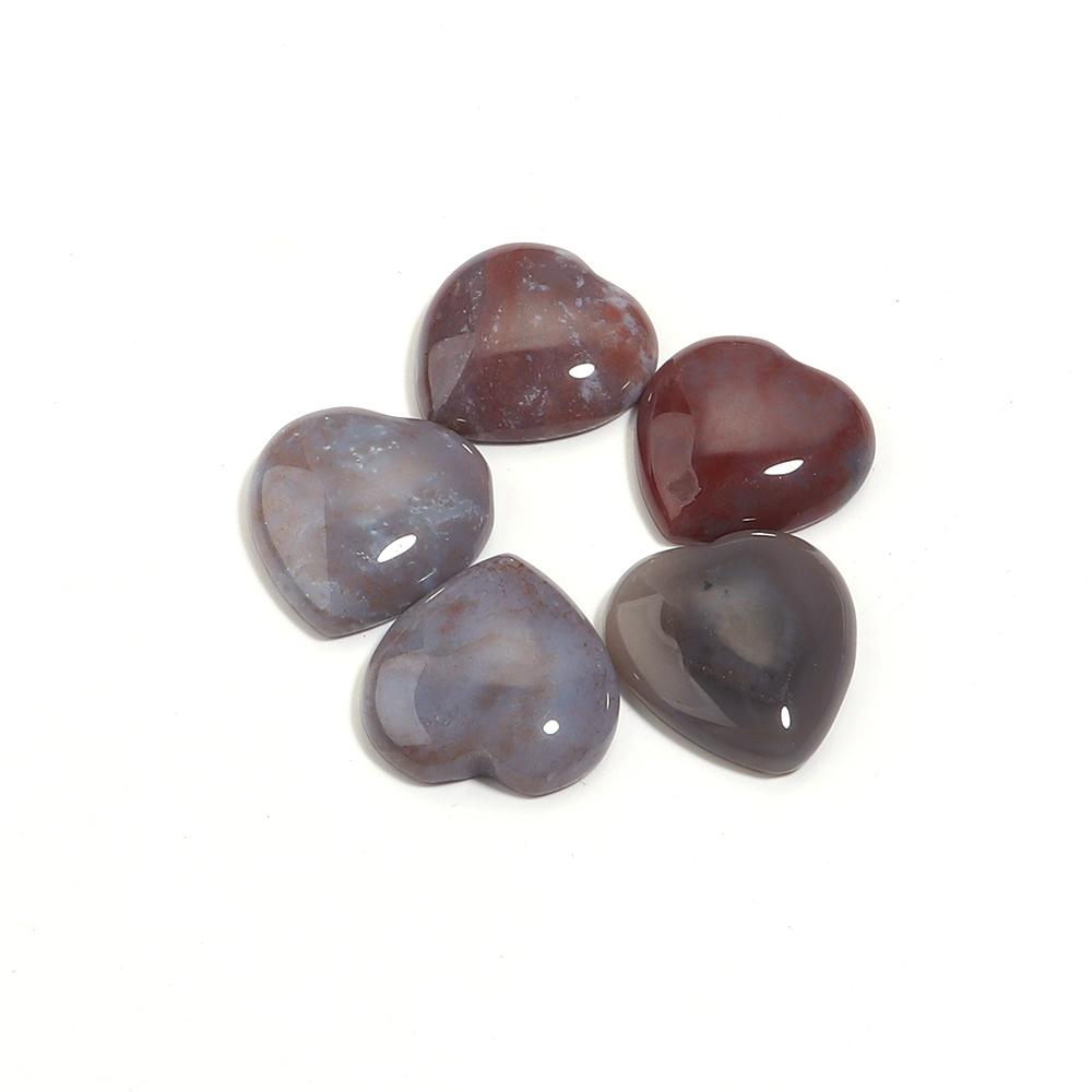 5pcs/lot 10mm 25mm Natural Stone Cabochon Agate Tiger Eye Opal Heart Shape Cabochon Beads For DIY Charms Ring Necklace Accessory