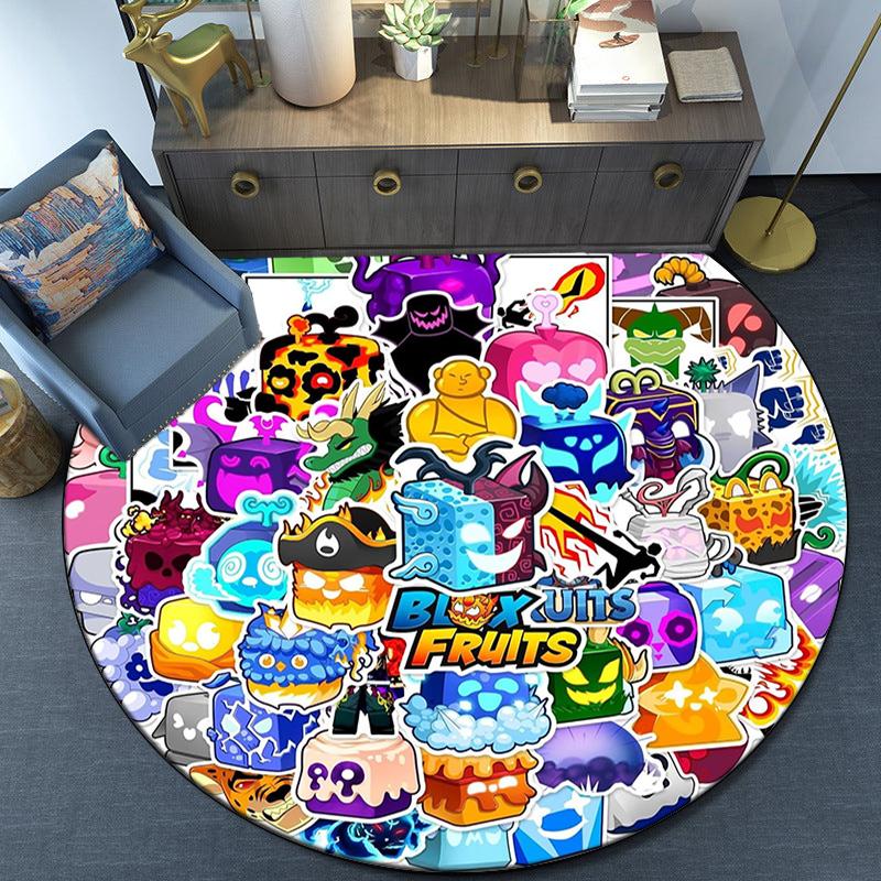 Blox Fruits Characters Round Rug for Livingroom,Bedroom, Palyroom, Chair Rug, Area Rug, Circle Carpet, Large Size Fan Christmas Gift